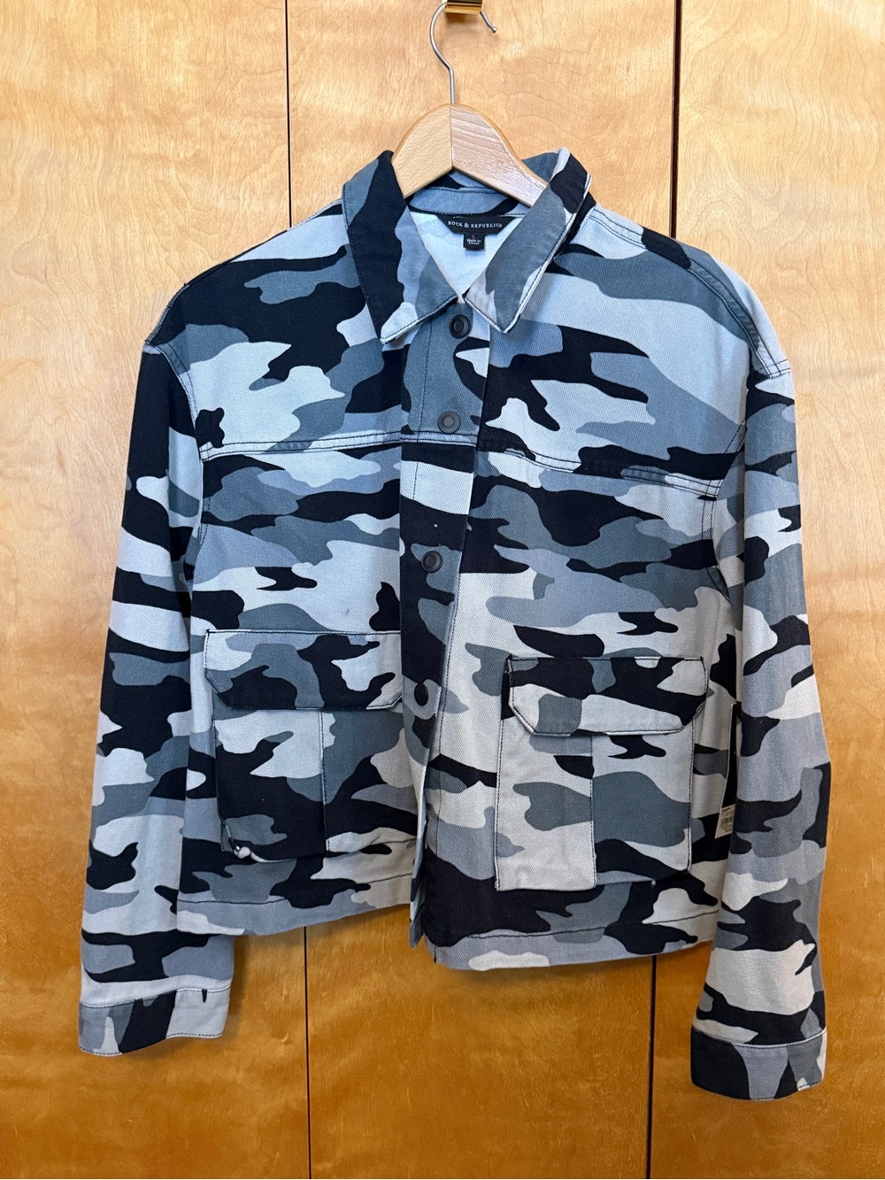 Rock & Republic Desert Bound Camo Jean Jacket Women Size Large